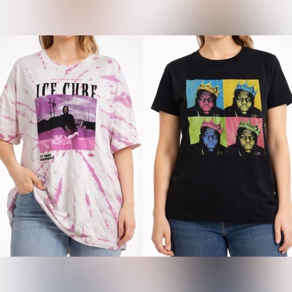 Ice Cube & The Notorious B.I.G. Graphic Tee Lot XL Y2K Rap Streetwear 2PC Shirt